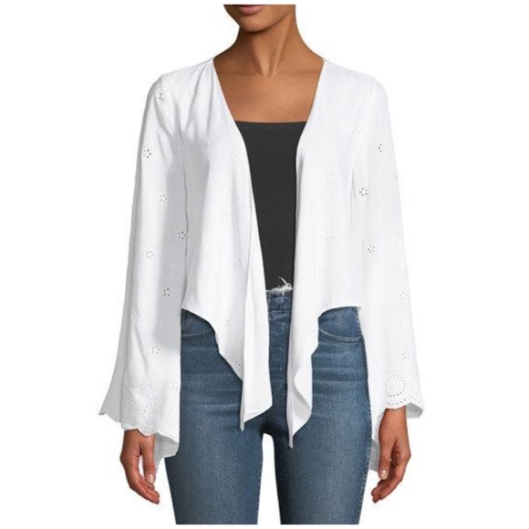 Flare-Sleeve Tie Front Eyelet Cardigan Sz S or L - Picture 3 of 3